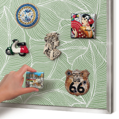 Tableau magnétique décoratif avec cadre argenté Feuilles tropicales