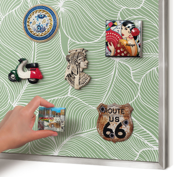 Tableau magnétique décoratif avec cadre argenté Feuilles tropicales