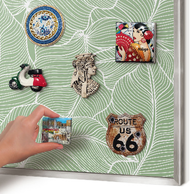Tableau magnétique décoratif avec cadre argenté Feuilles tropicales