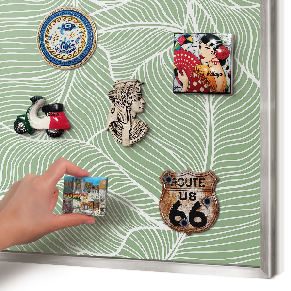 Tableau magnétique décoratif avec cadre argenté Feuilles tropicales