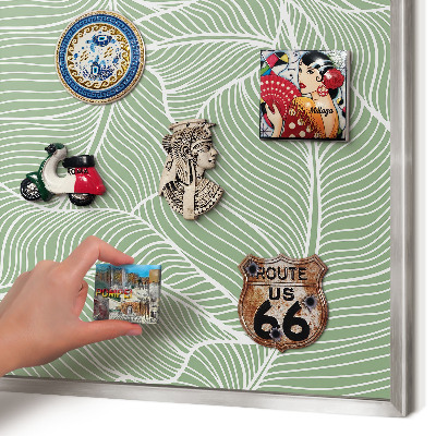 Tableau magnétique décoratif avec cadre argenté Feuilles tropicales