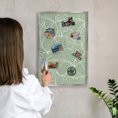 Tableau magnétique décoratif avec cadre argenté Feuilles tropicales