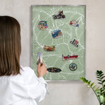 Tableau magnétique décoratif avec cadre argenté Feuilles tropicales