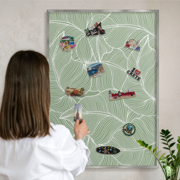 Tableau magnétique décoratif avec cadre argenté Feuilles tropicales