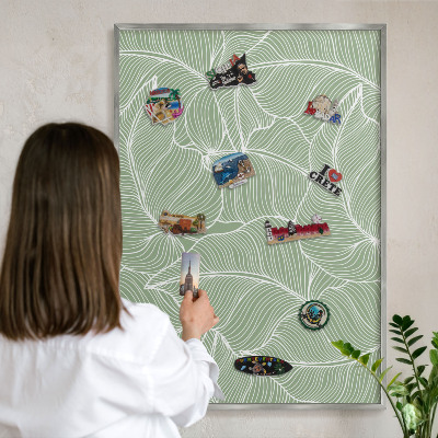 Tableau magnétique décoratif avec cadre argenté Feuilles tropicales