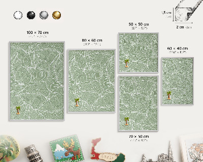Tableau magnétique décoratif avec cadre argenté Feuilles tropicales