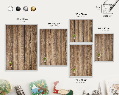 Tableau pour collection d'aimants cadre argenté Texture bois