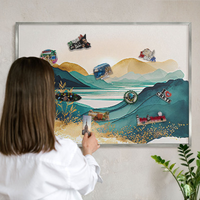 Tableau magnétique décoratif avec cadre argenté Une vue paisible