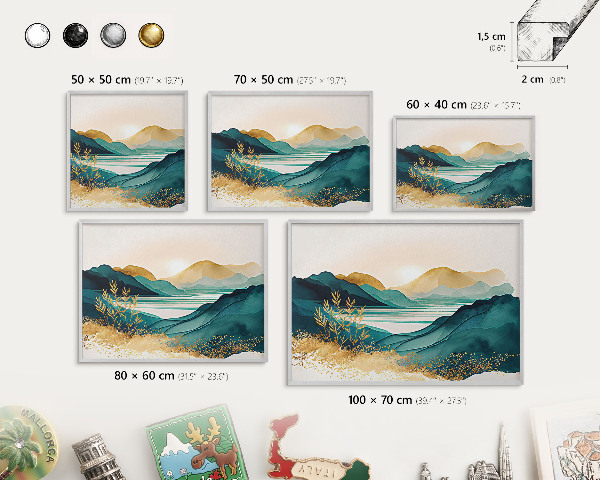 Tableau magnétique décoratif avec cadre argenté Une vue paisible