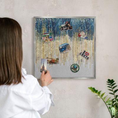 Tableau pour collection d'aimants cadre argenté Forêt abstraite