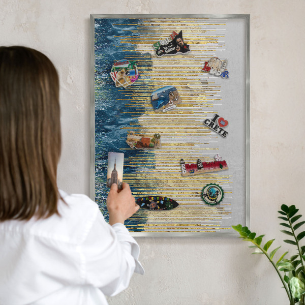 Tableau pour collection d'aimants cadre argenté Forêt abstraite