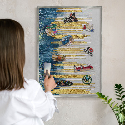 Tableau pour collection d'aimants cadre argenté Forêt abstraite