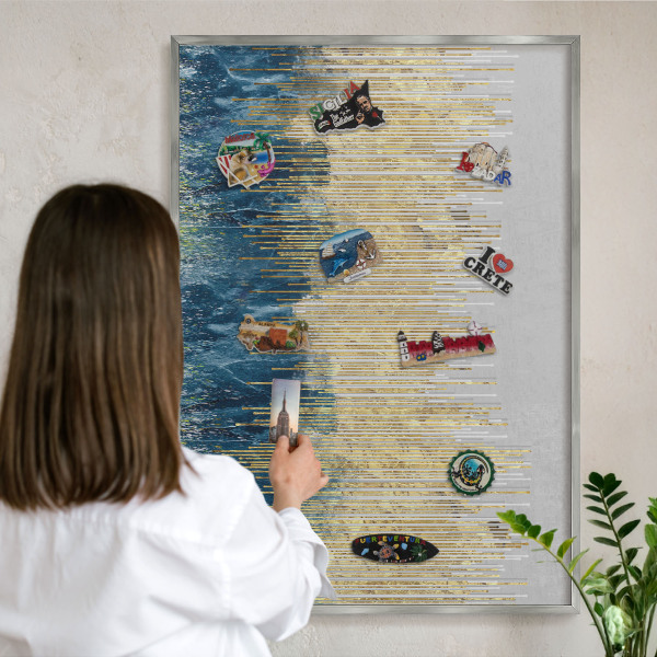 Tableau pour collection d'aimants cadre argenté Forêt abstraite
