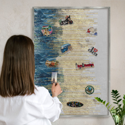 Tableau pour collection d'aimants cadre argenté Forêt abstraite