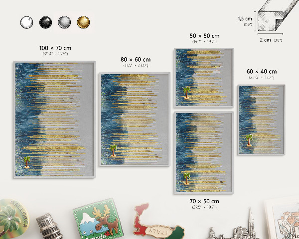 Tableau pour collection d'aimants cadre argenté Forêt abstraite