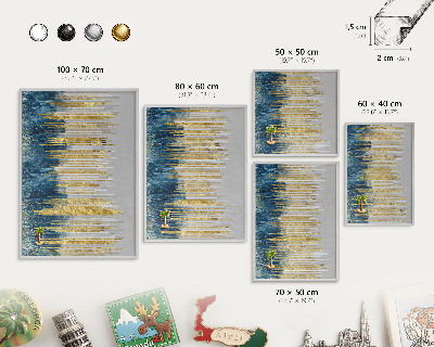 Tableau pour collection d'aimants cadre argenté Forêt abstraite
