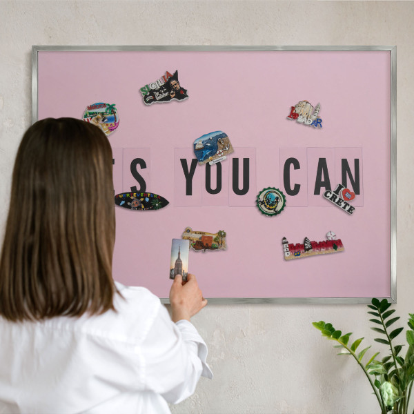 Tableau magnétique décoratif avec cadre argenté De la motivation au quotidien
