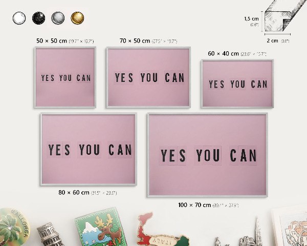 Tableau magnétique décoratif avec cadre argenté De la motivation au quotidien