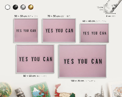 Tableau magnétique décoratif avec cadre argenté De la motivation au quotidien