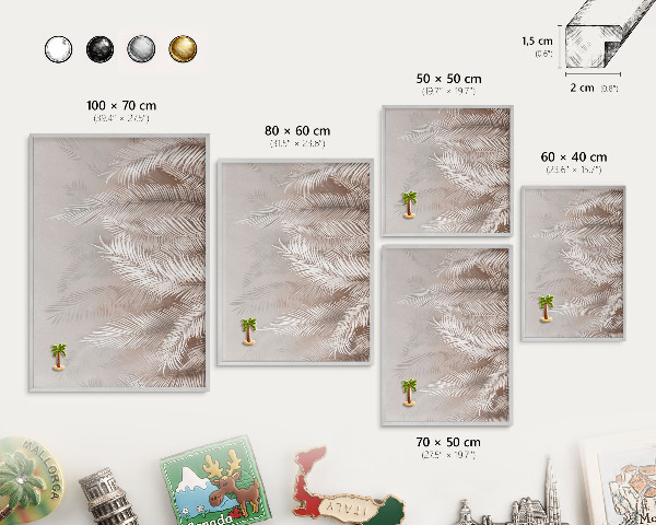 Tableau pour collection d'aimants cadre argenté La nature des feuilles