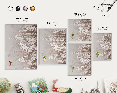 Tableau pour collection d'aimants cadre argenté La nature des feuilles