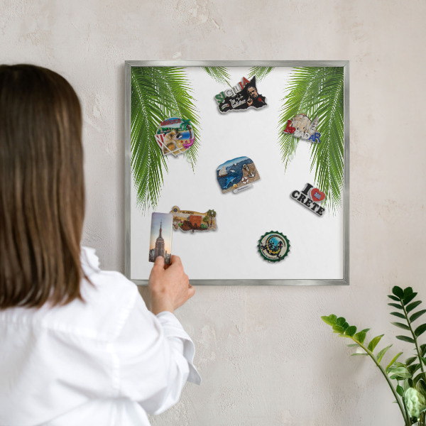 Tableau magnétique décoratif avec cadre argenté Nature exotique