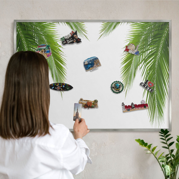 Tableau magnétique décoratif avec cadre argenté Nature exotique