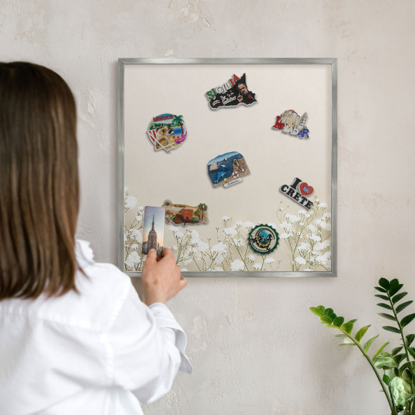 Tableau pour collection d'aimants cadre argenté Nature subtile