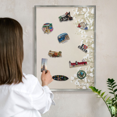 Tableau pour collection d'aimants cadre argenté Nature subtile