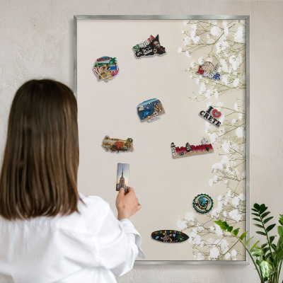 Tableau pour collection d'aimants cadre argenté Nature subtile