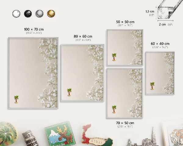 Tableau pour collection d'aimants cadre argenté Nature subtile