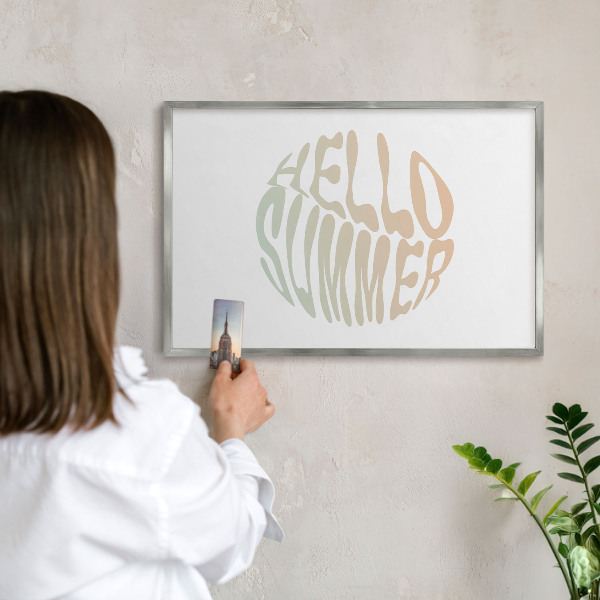 Tableau magnétique décoratif avec cadre argenté Bonjour l'été
