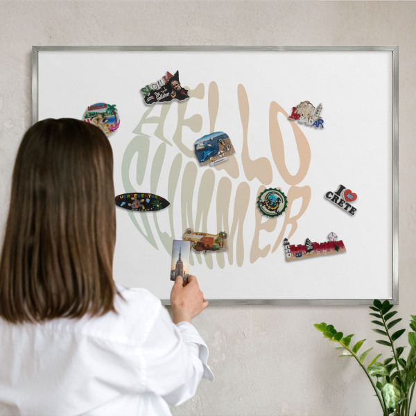 Tableau magnétique décoratif avec cadre argenté Bonjour l'été