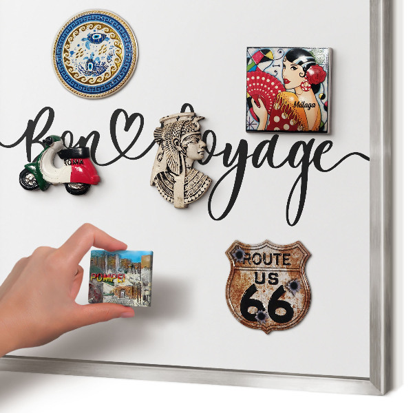 Tableau pour collection d'aimants cadre argenté Bon voyage