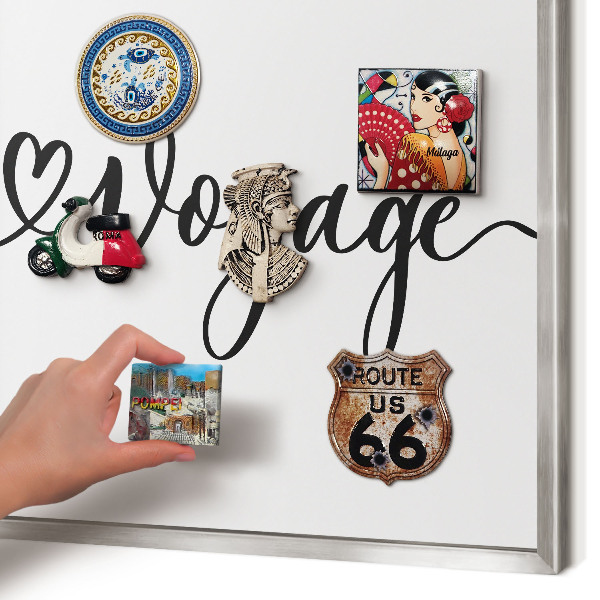 Tableau pour collection d'aimants cadre argenté Bon voyage