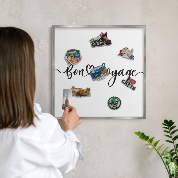 Tableau pour collection d'aimants cadre argenté Bon voyage