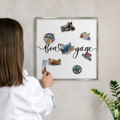 Tableau pour collection d'aimants cadre argenté Bon voyage