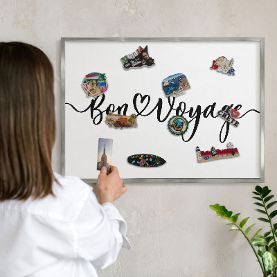 Tableau pour collection d'aimants cadre argenté Bon voyage