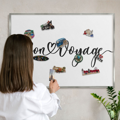Tableau pour collection d'aimants cadre argenté Bon voyage