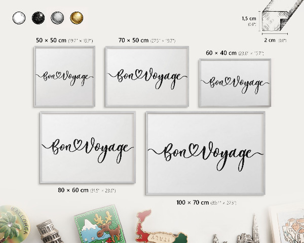 Tableau pour collection d'aimants cadre argenté Bon voyage