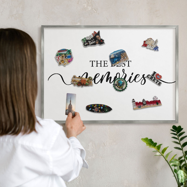 Tableau pour collection d'aimants cadre argenté Des souvenirs inspirants