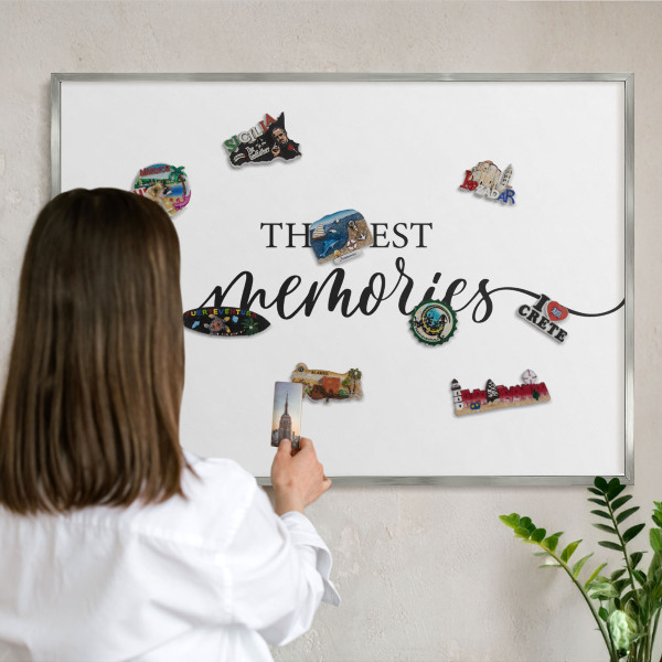 Tableau pour collection d'aimants cadre argenté Des souvenirs inspirants
