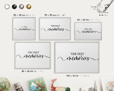 Tableau pour collection d'aimants cadre argenté Des souvenirs inspirants