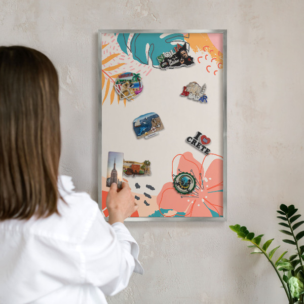 Tableau magnétique décoratif avec cadre argenté Nature moderne