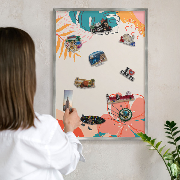 Tableau magnétique décoratif avec cadre argenté Nature moderne
