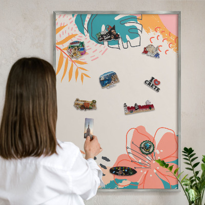 Tableau magnétique décoratif avec cadre argenté Nature moderne