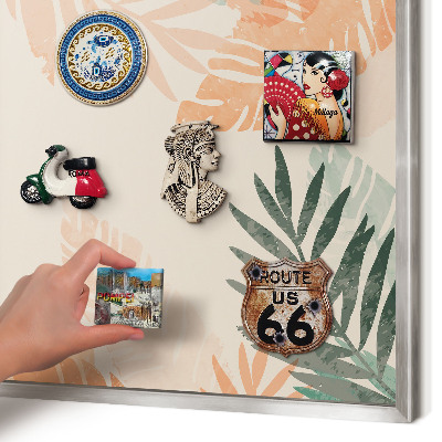 Tableau pour collection d'aimants cadre argenté Feuilles tropicales