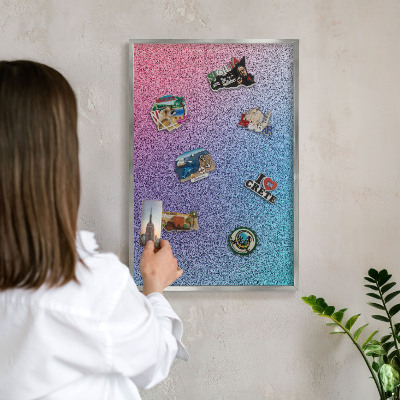 Tableau pour collection d'aimants cadre argenté Dégradé coloré