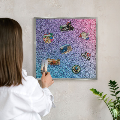 Tableau pour collection d'aimants cadre argenté Dégradé coloré