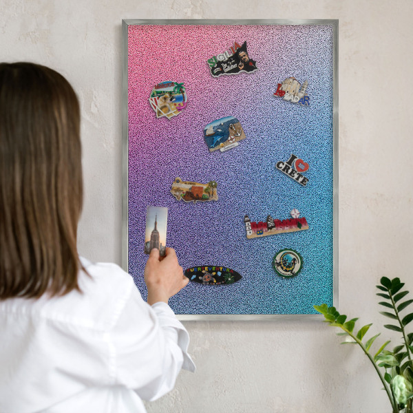 Tableau pour collection d'aimants cadre argenté Dégradé coloré